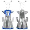 Alien Costume Space Girl Metallic Party Dress for Women view 3