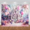 Purple Castle Photography Backdrop with Floral Fantasy Design view 1