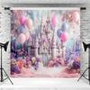 Purple Castle Photography Backdrop with Floral Fantasy Design view 2