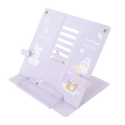 Tnfeeon Metal Book Stand, Adjustable Steel Plate with Cute Pattern for Tablets and Phones, Ideal for Home, School, Office and Cafés (Cute Rabbit)
