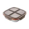Stainless Steel Lunch Box, 3 Compartments, 17.6 x 17.6 x 5 cm, Black (4) view 1