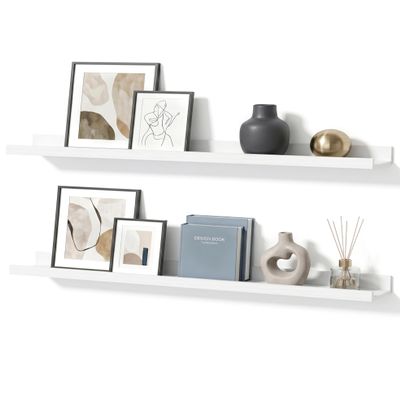 Mifurn White Picture Ledge, 90 cm, Set of 2