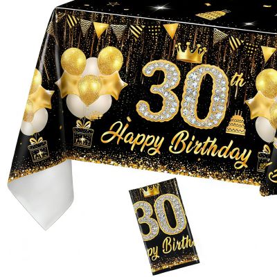 Black Gold Birthday Tablecloth