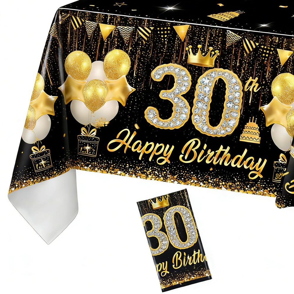 Black Gold Birthday Tablecloth