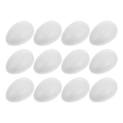 Cabilock 12 Large White Craft Foam Eggs, 9 x 6 cm