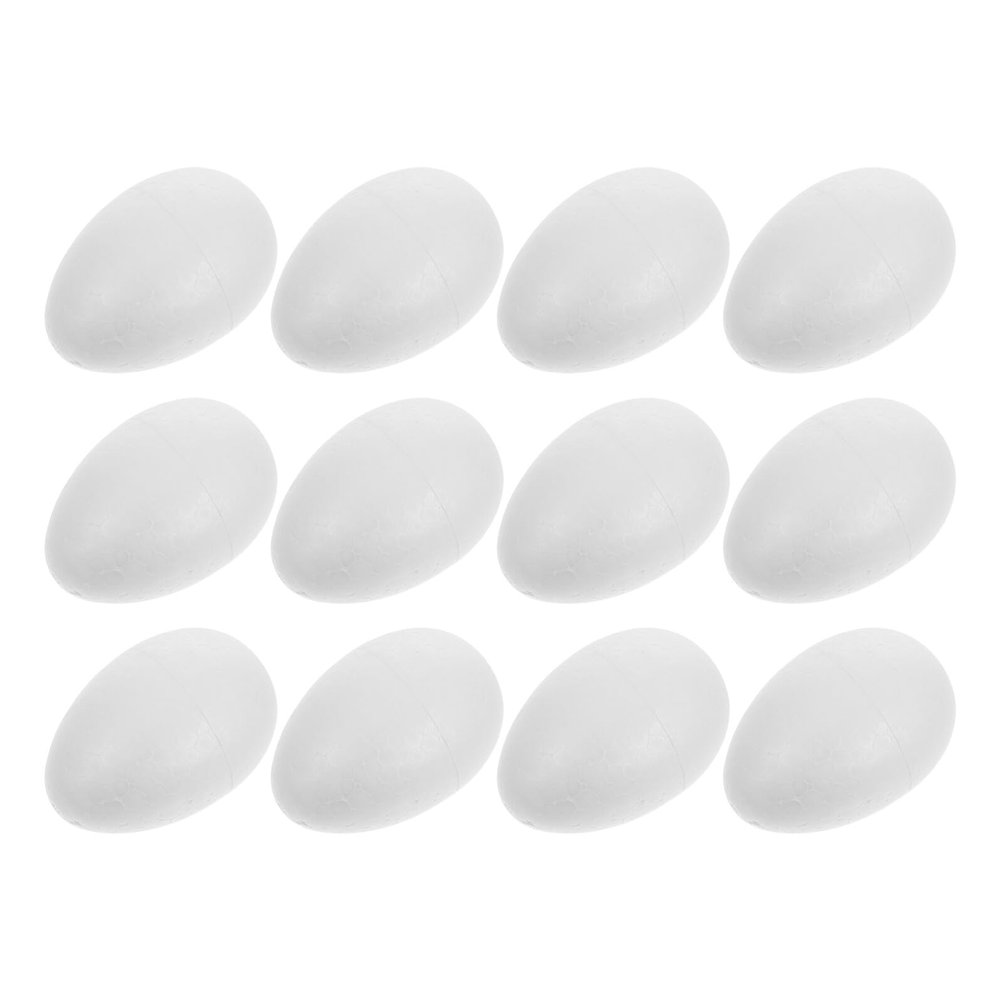 Cabilock 12 Large White Craft Foam Eggs, 9 x 6 cm