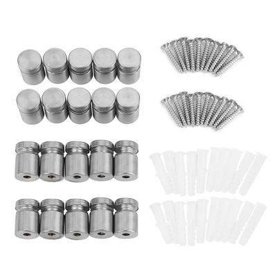 AMONIDA Stainless Steel Glass Standoff Screws, 20-Piece M12*20 mm Set, Silver