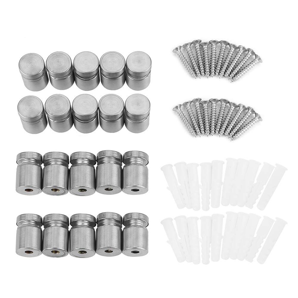 AMONIDA Stainless Steel Glass Standoff Screws, 20-Piece M12*20 mm Set, Silver