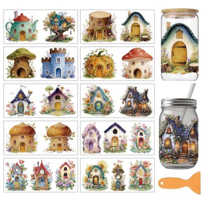 arricraft 10-Sheet Fairy House UV DTF Cup Transfer Stickers
