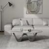 Modern Slate Coffee Table, Minimalist Oval Side Table with Steel Frame, Easy Assembly, 130 cm/51.2 in view 1