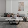 Modern Slate Coffee Table, Minimalist Oval Side Table with Steel Frame, Easy Assembly, 130 cm/51.2 in view 2