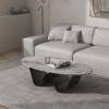 Modern Slate Coffee Table, Minimalist Oval Side Table with Steel Frame, Easy Assembly, 130 cm/51.2 in view 3