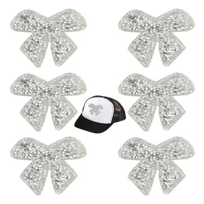 WINXMIN 6-Piece Rhinestone Bow Patches