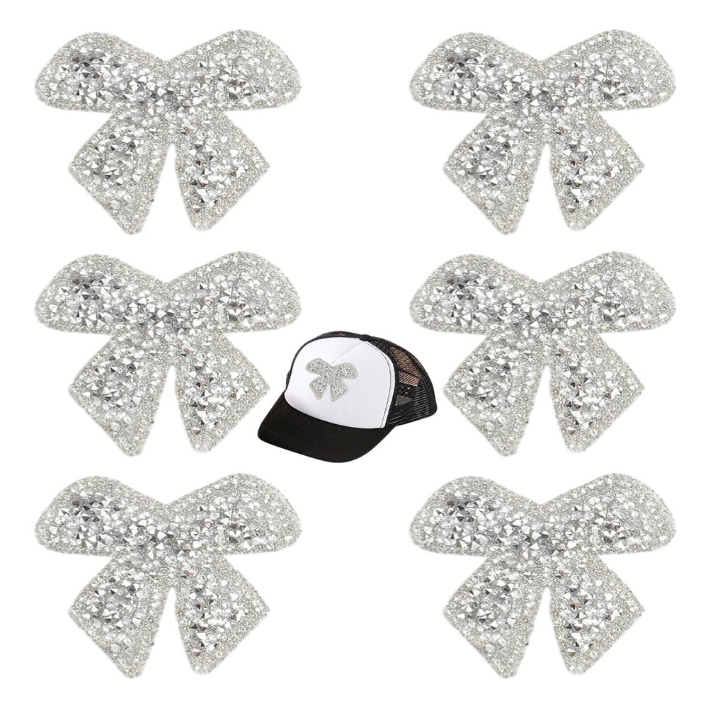 WINXMIN 6-Piece Rhinestone Bow Patches