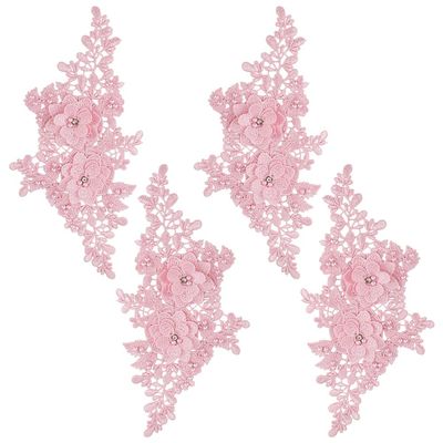 CRAFTYMELODY 2 Pairs Floral Embroidery Beaded Appliqué