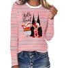 Women's Red and White Striped Long-Sleeve Shirt view 1