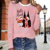 Women's Red and White Striped Long-Sleeve Shirt view 2