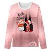 Women's Red and White Striped Long-Sleeve Shirt view 3