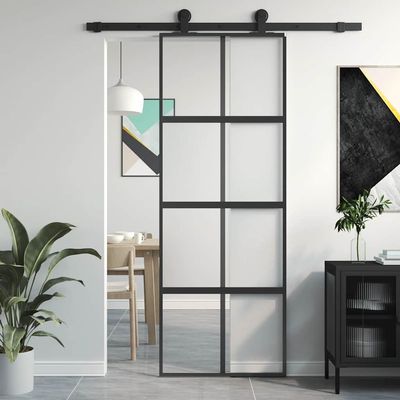 ChicAbode Black Glass Sliding Door 76 x 205 cm