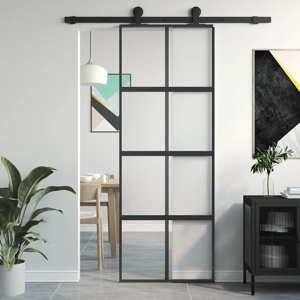 ChicAbode Black Glass Sliding Door 76 x 205 cm