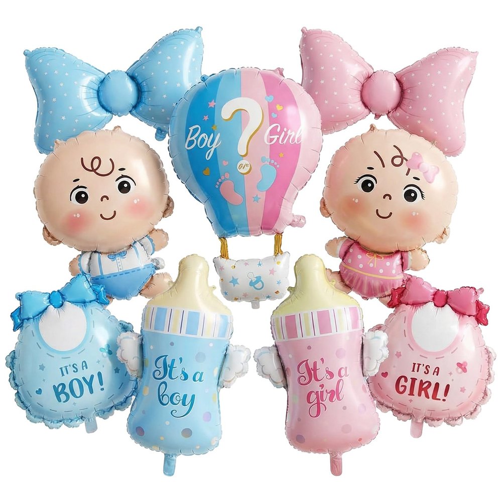 Blue Pink Gender Reveal Balloons, 9 Pack
