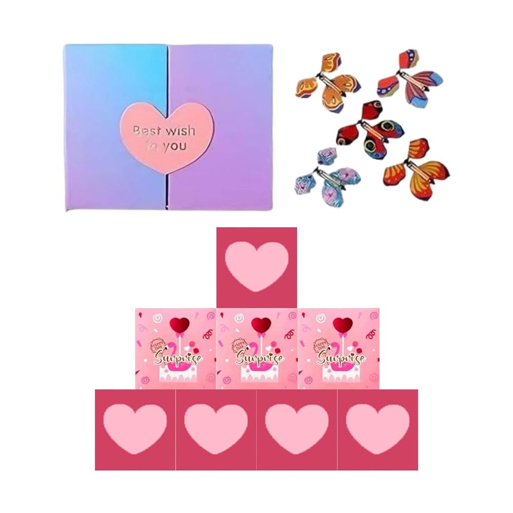 Celebration Spring-Loaded Box – Confetti Reveal Packet | Scarlet Paper Cube with Hidden Compartment