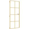 Slim Gold Interior Door 83 x 201.5 cm, Tempered Glass and Aluminum view 2