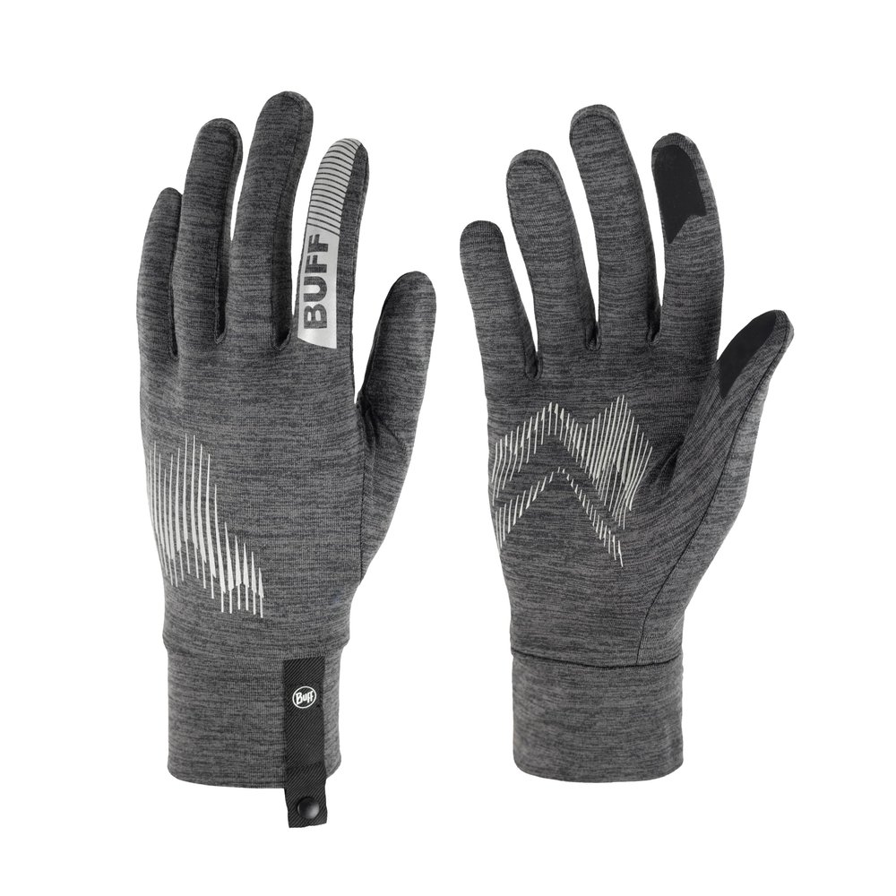 BUFF DryFlx Gloves, Quick-Drying, Stretchy, Reflective, Nocturne, High Visibility, Running, Men's/Women's, S, Black