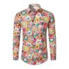 Men's Hippie Long-Sleeve Shirt, 1970s/80s Disco Outfit with Glitter, Colorful Floral Button-Up view 1