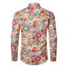 Men's Hippie Long-Sleeve Shirt, 1970s/80s Disco Outfit with Glitter, Colorful Floral Button-Up view 2