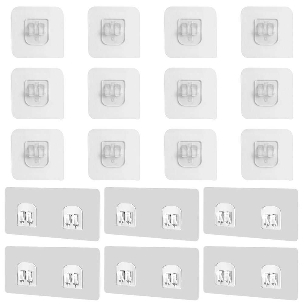 Daleweo Self-Adhesive Hooks, 18 Pack, Transparent, Waterproof