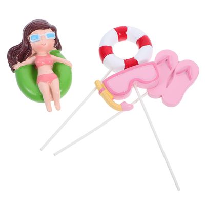 Toyvian Summer Cake Decorations Set