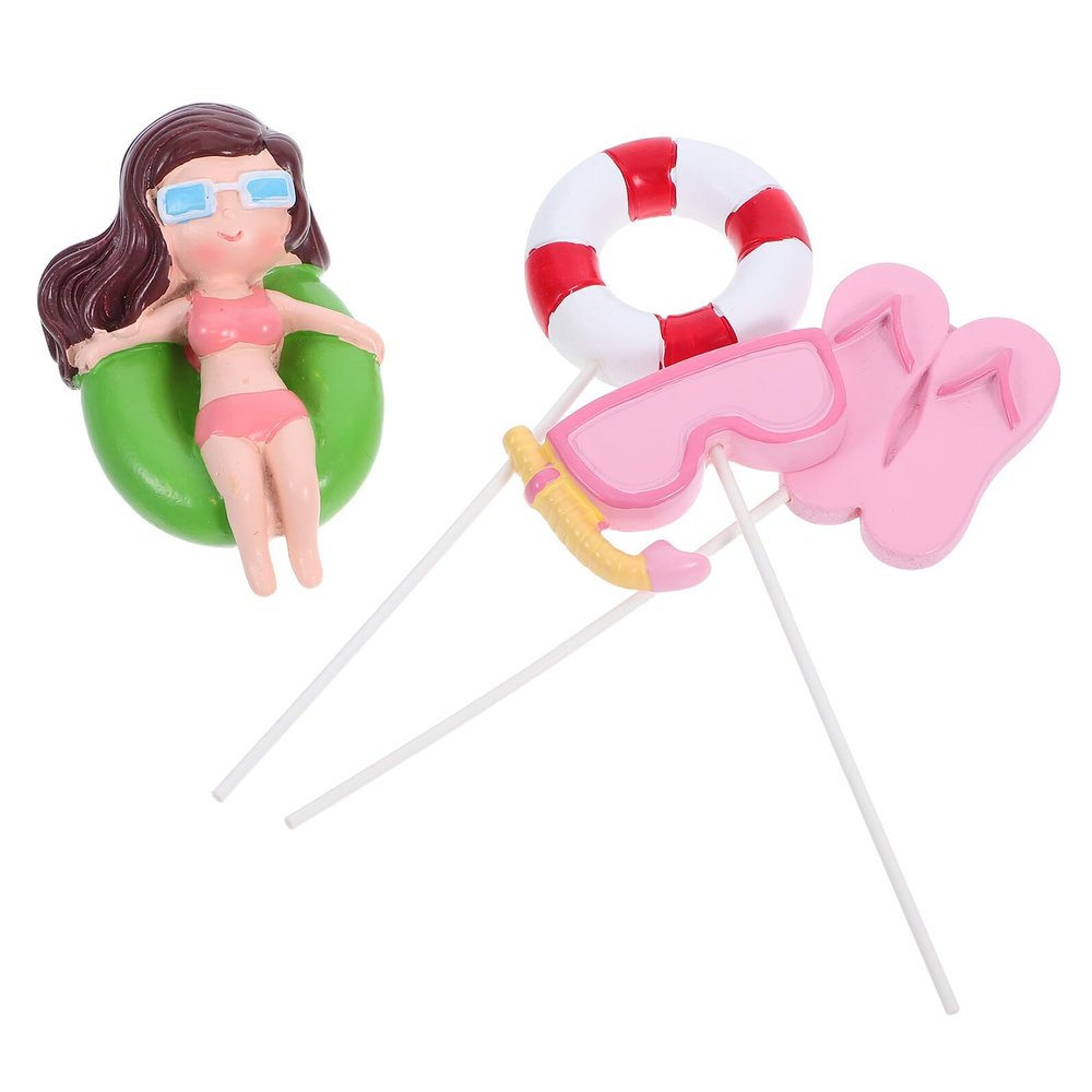 Toyvian Summer Cake Decorations Set