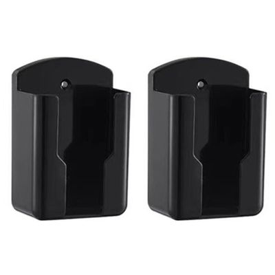 Helilyco Wall-Mounted Remote Holder, Space-Saving Plastic Organizer, 2-Pack, Black/White/Grey