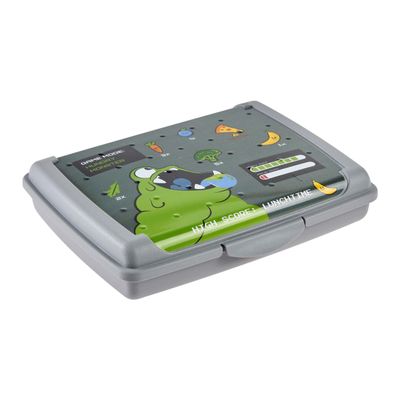 keeeper carla Mini Food Box, 0.5 L, 17 x 13 x 3.5 cm, Lunchbox, Design: Monster Gamer, Grey