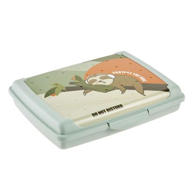 keeeper carla Mini Food Box, 0.5 L, 17 x 13 x 3.5 cm, Lunchbox, Design: Lazy Lui, Soft Green