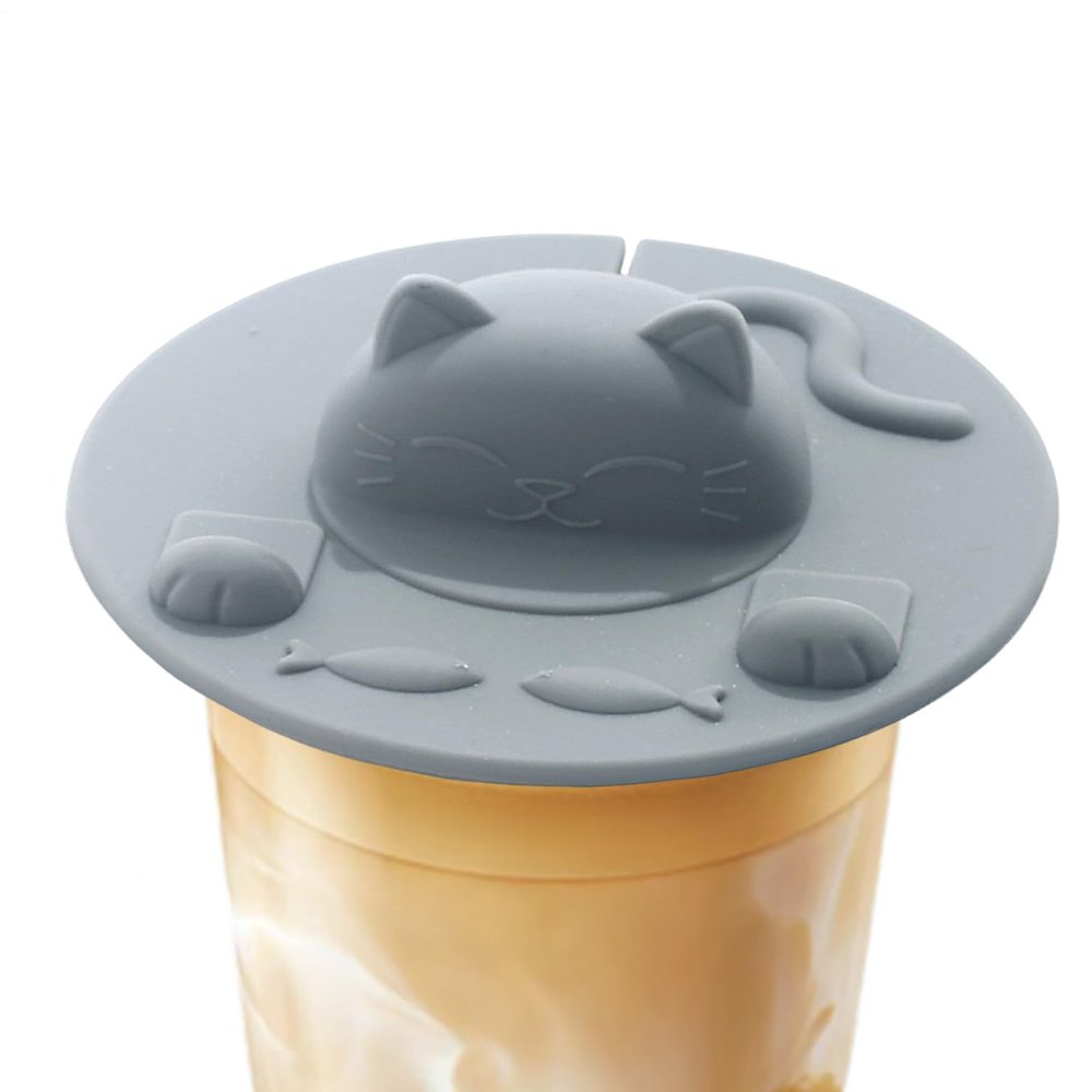 Silicone Cup Lid | Heat-Resistant Reusable Cat Design