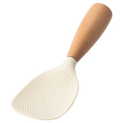 BildeeMait Silicone Rice Spoon with Heat-Resistant Wooden Handle