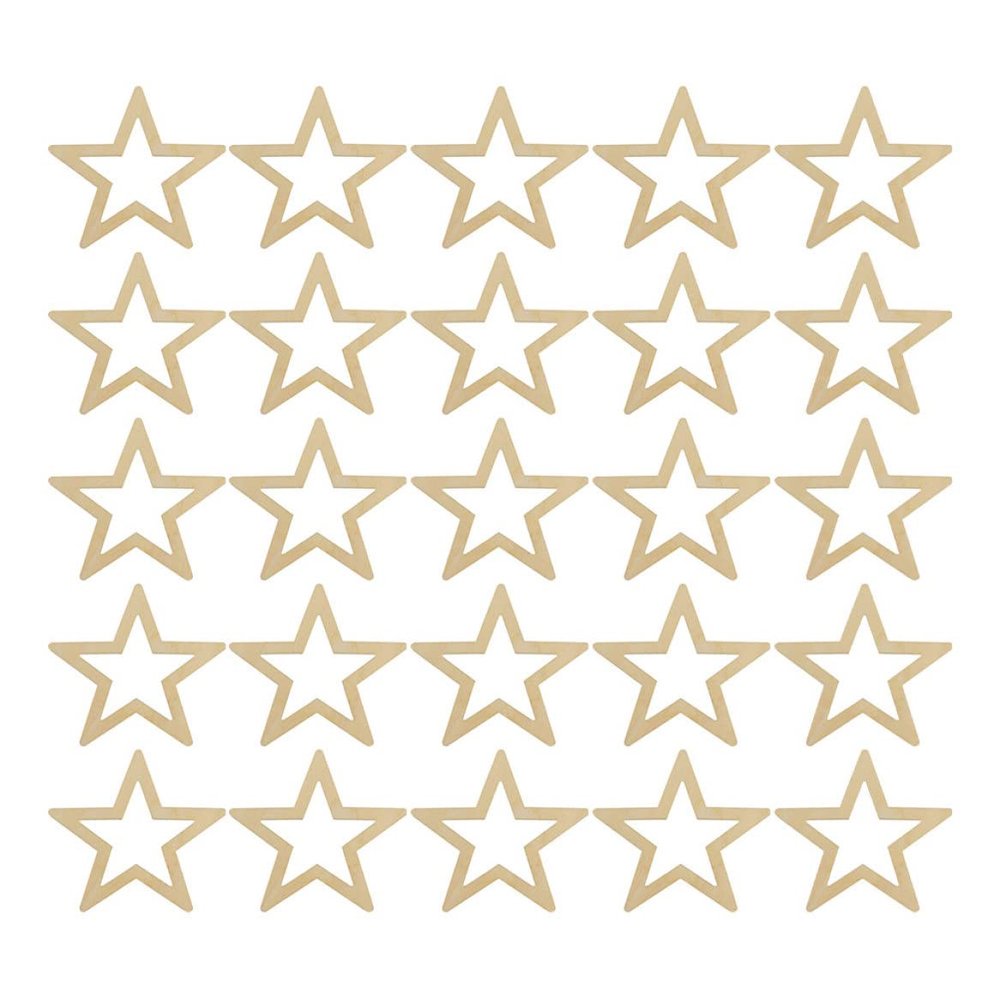 Unfinished Wooden Stars, DIY Craft Project, 25 Pieces