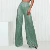 Women's Silver High-Waisted Wide-Leg Sequin Pants – 70s Party Style (01 GN1, L) view 2