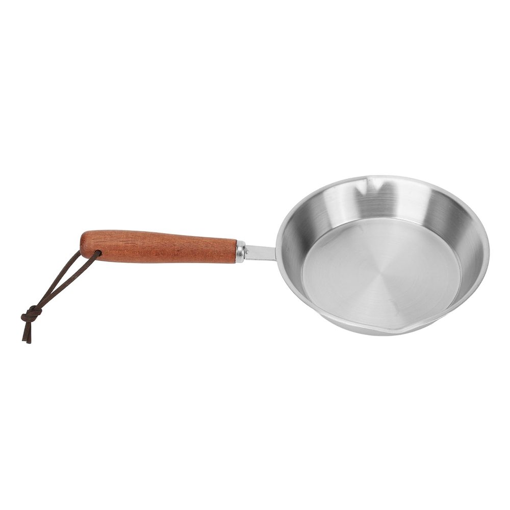 Aolidsive Stainless Steel Frying Pan with Wooden Handle, 12 cm