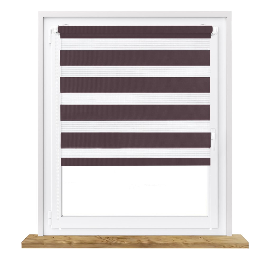 Window DEKOR Chocolate Double Roller Blind, No Drilling, W70 x H150 cm