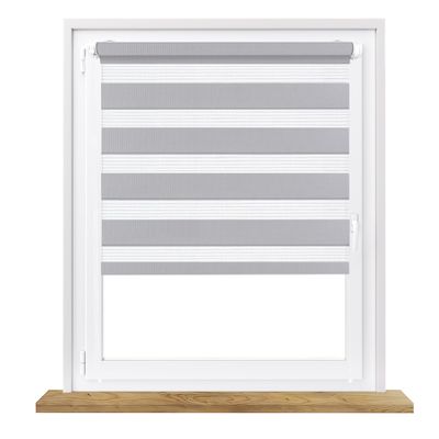Window DEKOR Gray No-Drill Double Roller Blind, W111 x H150 cm