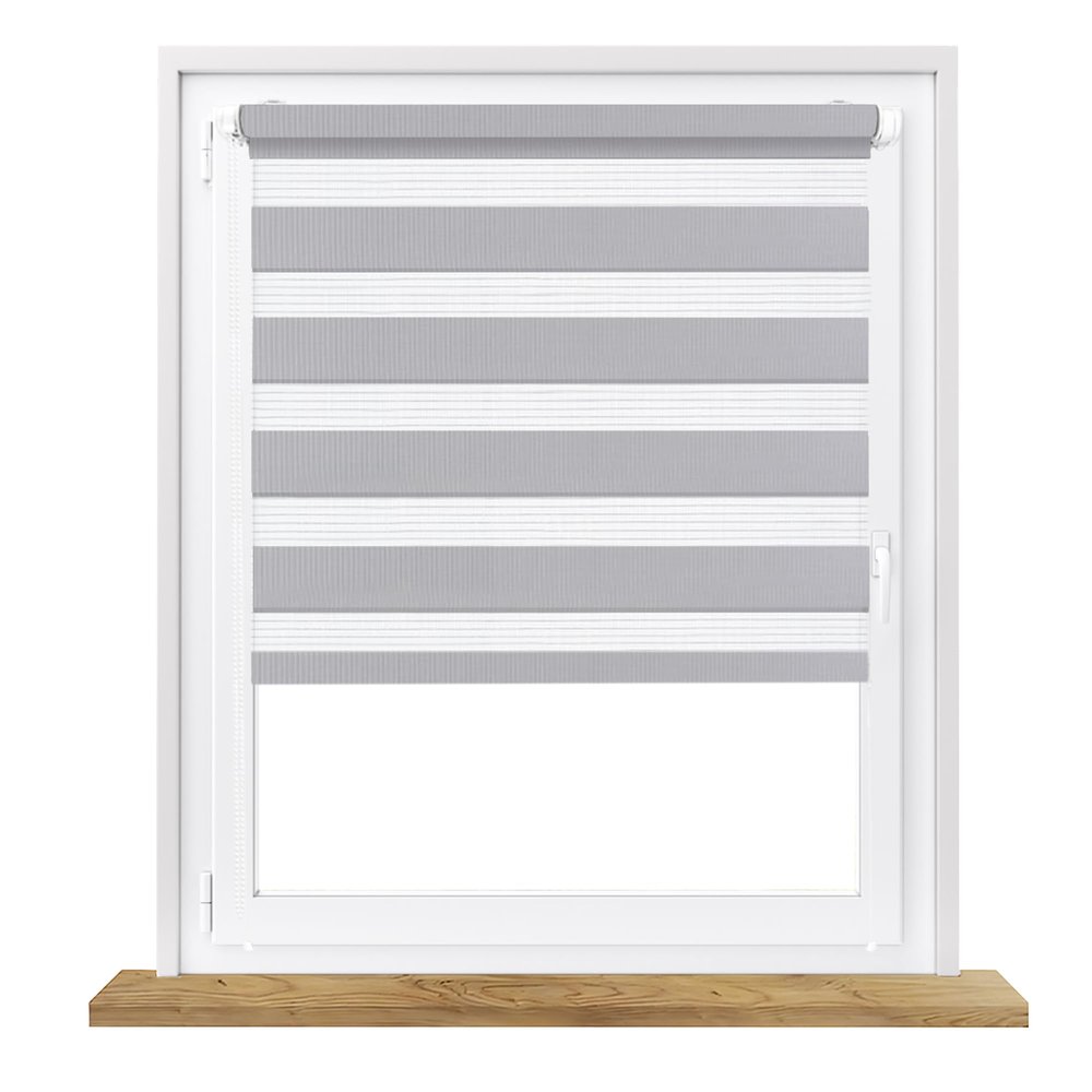 Window DEKOR Gray No-Drill Double Roller Blind, W111 x H150 cm