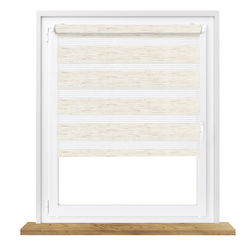 Window DEKOR Double Roller Blind, Bahama Beige, No-Drill Clamp-Fit, W94 x H230 cm