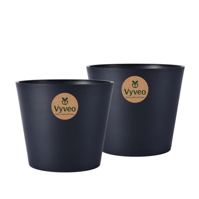 Vyveo Norden Planter, 2-Piece Set, 27 x 23, Black, Indoor & Outdoor