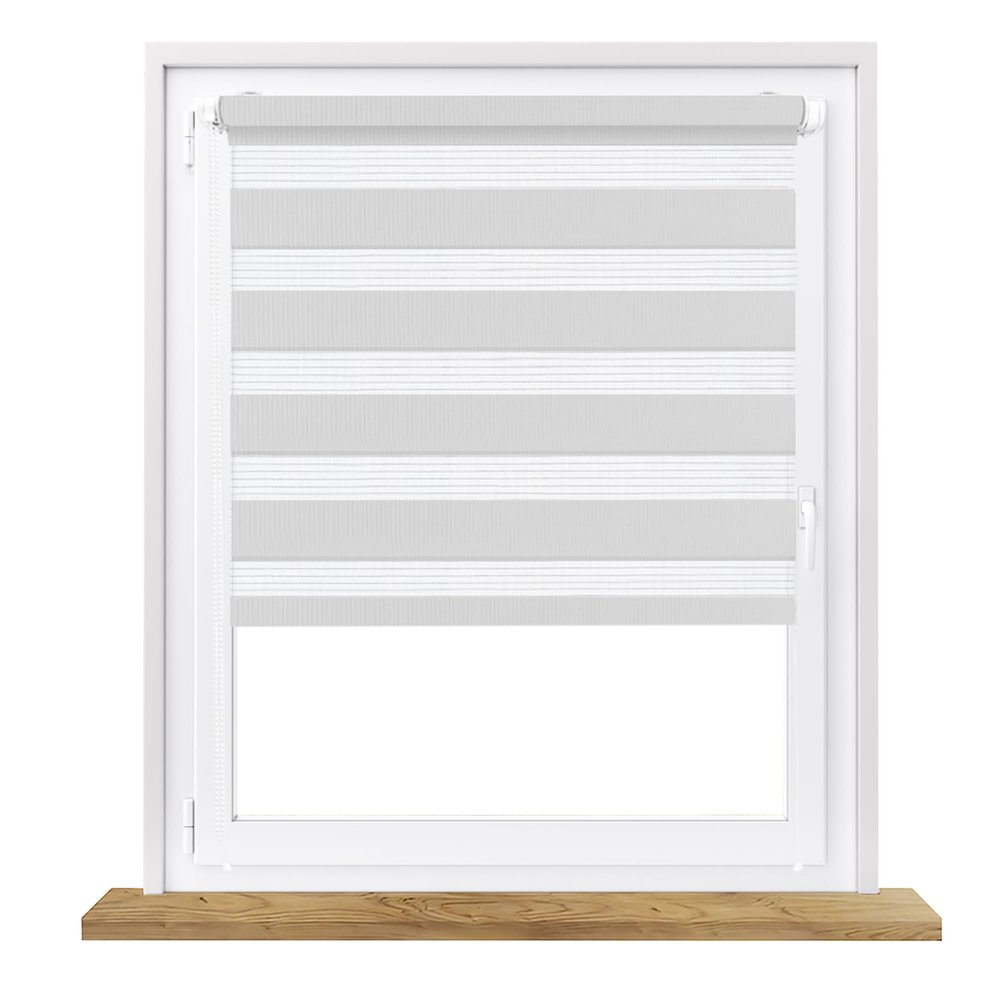 Window DEKOR Day & Night Roller Blind, Light Gray, B78 x H230 cm, No-Drill Clamp-Fit
