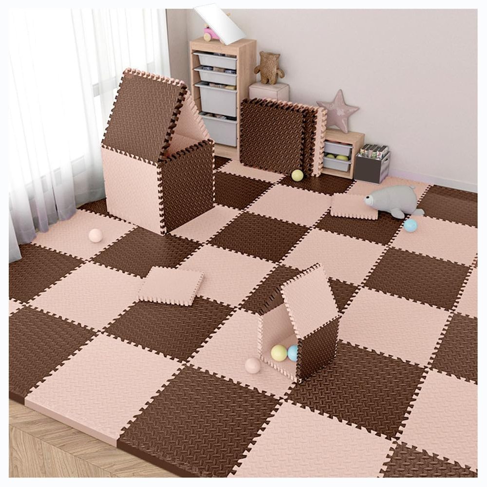 EVA Foam Play Mat with Interlocking System, 36 Pieces, 30 x 30 x 2.5 cm Thick, Soft Puzzle Floor Mats for Yoga and Multi-Purpose Exercise, Kaff