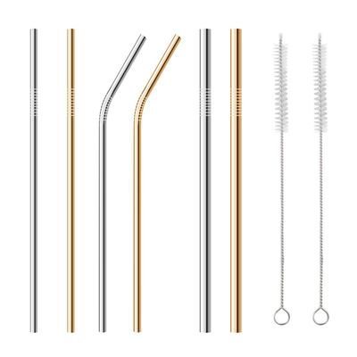 DUINIU 6 Metal Straws with 2 Cleaning Brushes