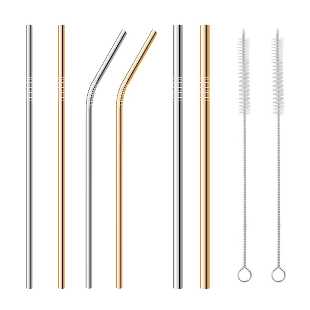 DUINIU 6 Metal Straws with 2 Cleaning Brushes